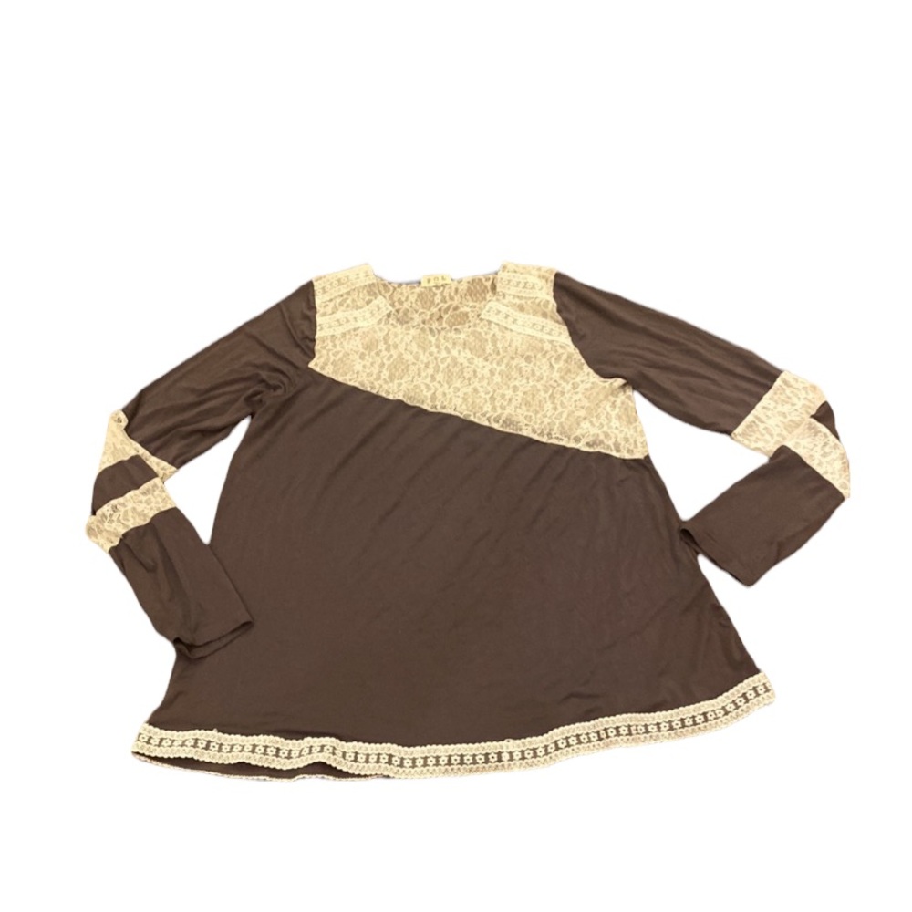 Pol gray lace knit top boho cool flowy small